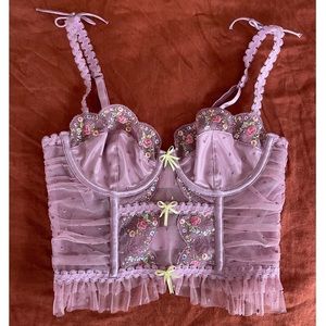 For Love & Lemons Daphne Embroidered Bustier XS